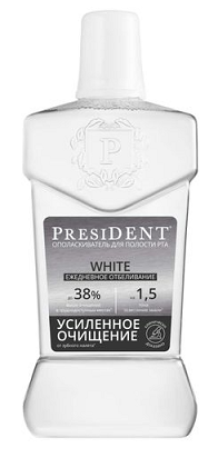  President (Президент) White Ополаскиватель для полости рта ежедневное отбеливание  400мл