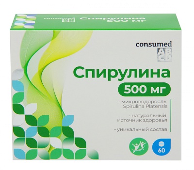Купить спирулина консумед (consumed), таблетки 500мг, 60 шт бад в Семенове