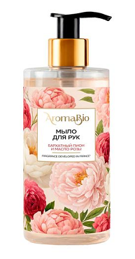 AromaBio (АромаБио) Мыло для рук бархатный пион и масло розы  290мл