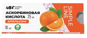 скорбиновая кислота вкус апельсина Abc Healthy Food таблетки 25мг 10шт