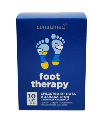 Купить фут терапи foot therapy средство для стоп от пота и запаха консумед (consumed), пакетики 3г, 10 шт в Семенове