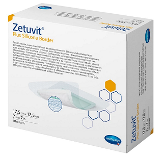 Silicone Border Plus Zetuvit (Цетувит) повязка суперабсорбент самоклеящаяся, слой из силикона, 17,5см х17,5см, 10шт