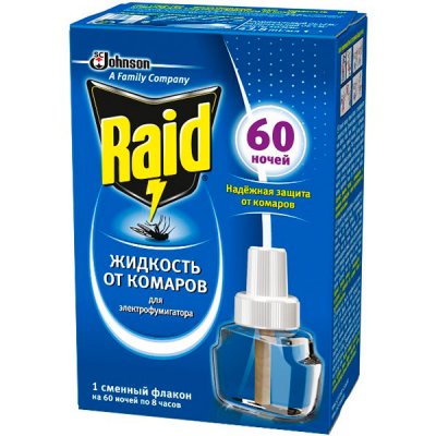 Купить рейд (raid) жидкость для фумигатора 60 ночей в Семенове