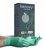 Купить перчатки benovy смотровые нитриловые нестерильные неопудренные текстурные на пальцах размер xs, 100 шт, зеленые в Семенове