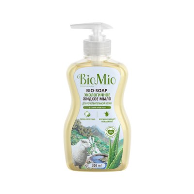 Купить biomio (биомио) мыло жидкое с гелем алоэ вера для чувствительной кожи увлажняющее, 300мл в Семенове