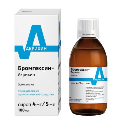 Купить бромгексин-акрихин, сироп 4мг/5мл, флакон 100мл в Семенове