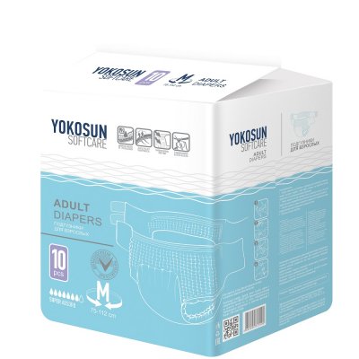 Купить yokosun (йокосан) подгузники на липучках для взрослых размер m, 10шт (объем 75-112см) в Семенове