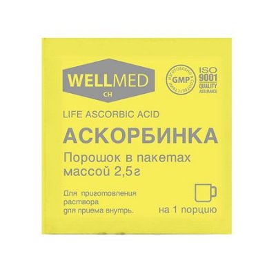 Купить аскорбинка, life ascorbic acid порошок в пакетиках по 2,5г, 1 шт бад в Семенове