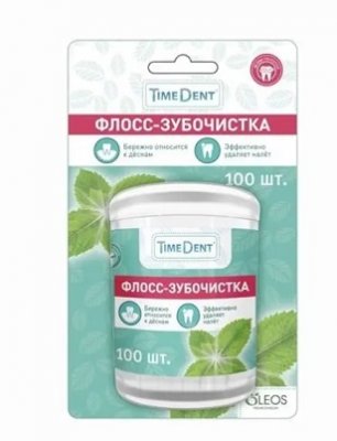 Купить таймдент (timedent) флосс-зубочистки мята 100 шт в Семенове