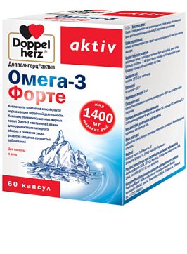 Doppelherz (Доппельгерц) Актив Омега-3 форте, капсулы 1400мг, 60 шт БАД