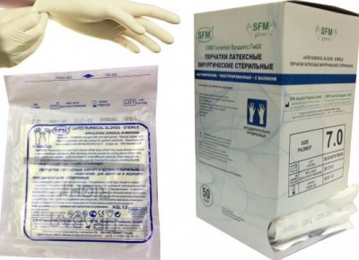 Купить перчатки sfm хирургические стерильные латексные опудренные текстурир размер 7, 50 пар в Семенове