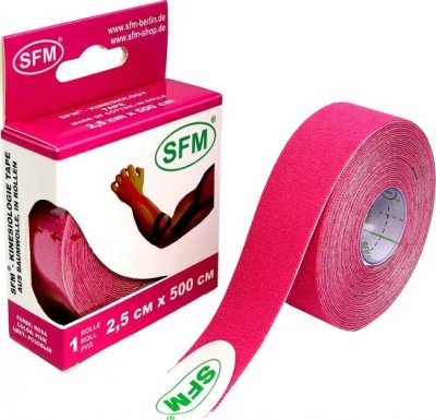 Купить лента (тейп) кинезиологическая sfm-plaster на хлопковой основе  2,5см х 5м розовый в Семенове