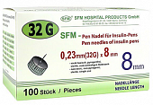 Купить иглы sfm для для инсулиновых инжекторов (пен ручек) 32g (0,23мм х 8мм) 100 шт в Семенове