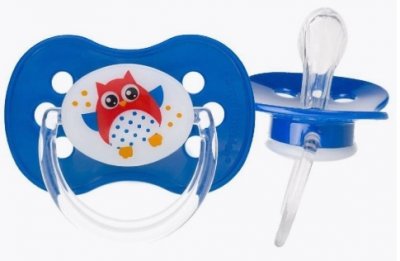 Купить canpol (канпол) пустышка симметричная силиконовая 6-18 месяцев owl голубая 1шт в Семенове