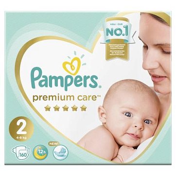 Pampers Premium Care (Памперс) подгузники 2 мини 4-8кг, 160шт