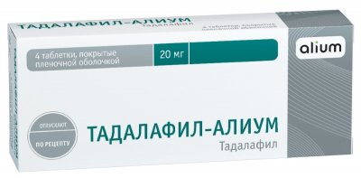 Купить тадалафил-алиум, таблетки, покрытые пленочной оболочкой 20мг, 4 шт в Семенове
