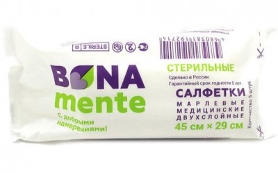 Купить bona mente! салфетки стерильные марлевые 2-х слойные, размер 45х29см, 5 шт в Семенове