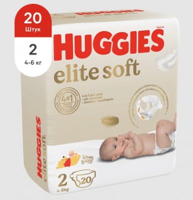 Купить huggies (хаггис) подгузники elitesoft 2, 4-6кг 20 шт в Семенове
