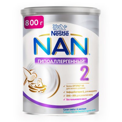 Купить nan optipro 2 ha (нан) гипоаллергенный смесь сухая для детей с 6 месяцев, 800г в Семенове