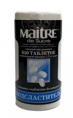 Купить maitre de sucre (мэтр де сукре) подсластитель столовый, таблетки 650шт в Семенове