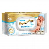 Купить pamperino (памперино) салфетки влажные детские newborn без отдушки, 56 шт в Семенове