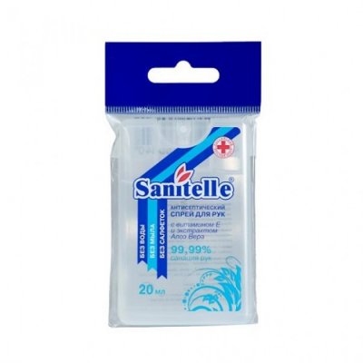Купить sanitelle (санитель) спрей для рук антисептический без отдушки 20мл в Семенове