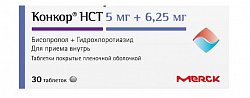 Купить конкор нст, таблетки покрытые пленочной оболочкой 5 мг+6,25 мг, 30 шт в Семенове
