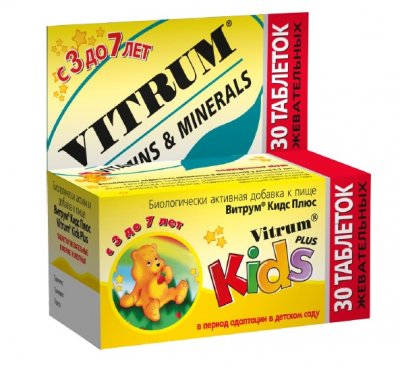 Купить vitrum (витрум) кидс плюс, таблетки жевательные, 30 шт бад в Семенове