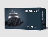 Купить перчатки benovy смотровые нитриловые нестерильные неопудрен текстурир с однократной хлорацией размер m 50 пар, черные в Семенове