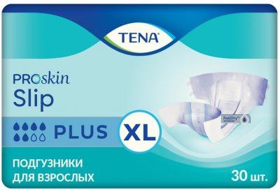 Купить tena (тена) подгузники, proskin slip plus размер xl, 30 шт в Семенове