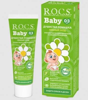 Купить рокс (r.o.c.s) зубная паста для малыша душистая ромашка 0-3лет, 45мл в Семенове