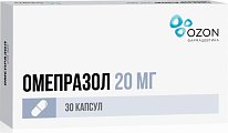 Купить омепразол, капсулы кишечнорастворимые 20мг, 30 шт в Семенове