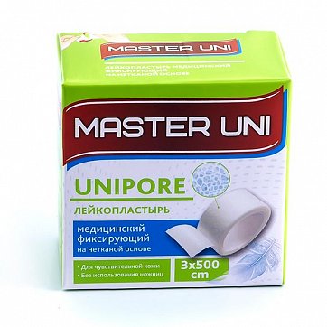 Лейкопластырь фиксирующий на нетканой основе Master Uni (Мастер Юни) 3х500см