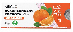 Купить скорбиновая кислота вкус апельсина abc healthy food таблетки 25мг 10шт в Семенове