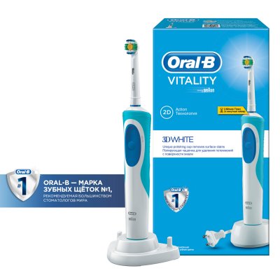 Купить орал-би (oral-b) электрическая зубная щетка vitality d12.513 3d white белый в подарочной упаковке (о в Семенове