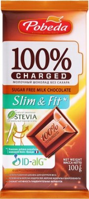 Купить charged (чаржед) slim&fit шоколад молочный без сахара, 100г в Семенове