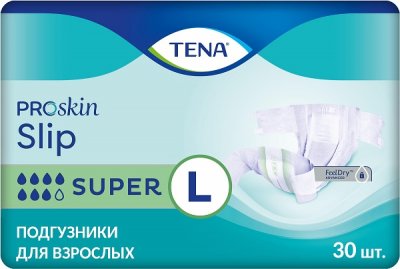 Купить tena proskin slip super (тена) подгузники размер l, 30 шт в Семенове