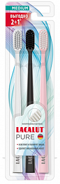 Lacalut (Лакалют) pure зубная щетка средней жесткости, 3 шт