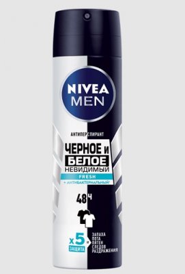 Купить nivea (нивея) для мужчин дезодорант спрей невидимый черное, белое fresh, 150мл в Семенове