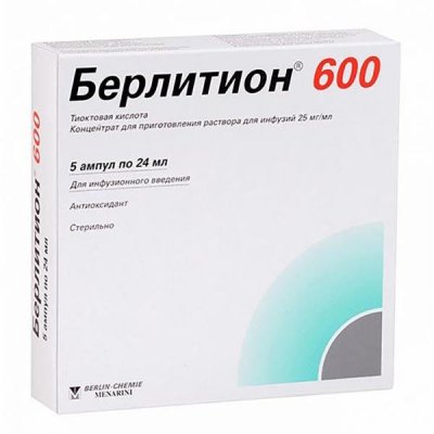Купить берлитион 600, концентрат для приготовления раствора для инфузий 25мг/мл, ампулы 24мл, 5 шт в Семенове