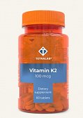 Купить tetralab (тетралаб) витамин к2 100мг, таблетки, покрытые оболочкой 165мг, 60 шт бад в Семенове