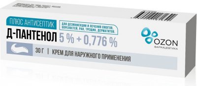 Купить д-пантенол плюс антисептик, крем для наружного применения 5%+0,776%, 30г в Семенове