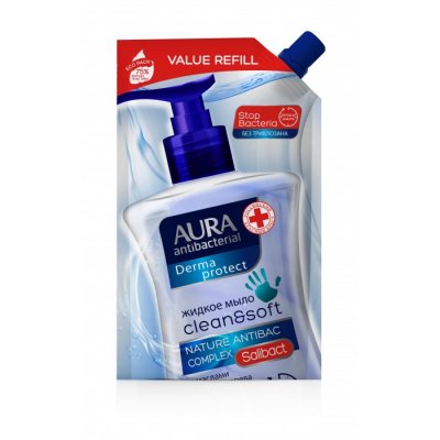 Купить aura (аура) дерма протект крем-мыло антибактериальное протект+ 500мл в Семенове