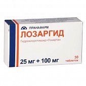 Купить лозаргид, таблетки покрытые пленочной оболочкой 25мг+100мг, 30 шт в Семенове
