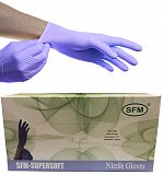 Перчатки SFM смотровые нестерильные нитриловые неопудрен текстурир размер L, 100 пар, фиолетовые