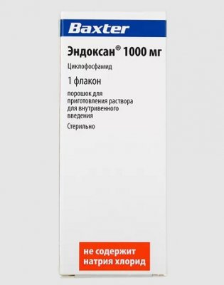 Купить эндоксан, порошок для приготовления раствора для внутривенного введения 1000мг, флакон 75мл в Семенове