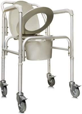 Купить кресло-туалет алюминевое со спинкой, с колесами amcb6809 в Семенове