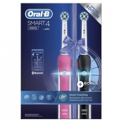 Купить oral-b (орал-би) набор: электрических зубных щеток, smart4 4900/d6015253h 2 шт в Семенове
