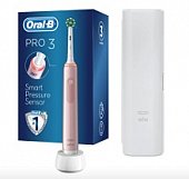 Купить oral-b (орал-би) электрическая зубная щетка pro 3 тип 3772 crossaction розовая+ зарядное устройство 3757 +чехол в Семенове