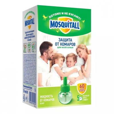 Купить mosquitall (москитолл) защита для взрослых жидкость к фумигатору 60ночей 30 мл в Семенове
